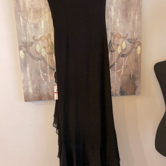 NWT BCBGMAXAZRIA Black Strapless Formal Ruched with Cascading Ruffles Down Side - Picture 9 of 12